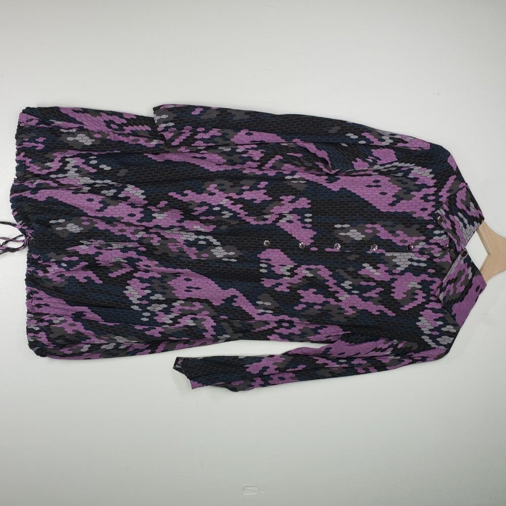 Masai Drawstring Bubble Hem Tunic Dress Lagenlook S‎ Grey Purple Black Artsy - Picture 6 of 13